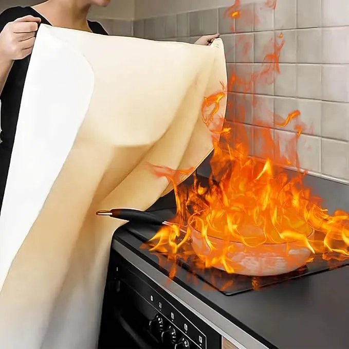 Fire Blanket Emergency for Home Kitchen, Fiberglass Fire Suppression Blanket for School, Fireplace, Outdoor Grill, Car, Office, Warehouse (1 Pack)