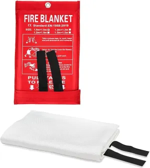 Fire Blanket Emergency for Home Kitchen, Fiberglass Fire Suppression Blanket for School, Fireplace, Outdoor Grill, Car, Office, Warehouse (1 Pack)