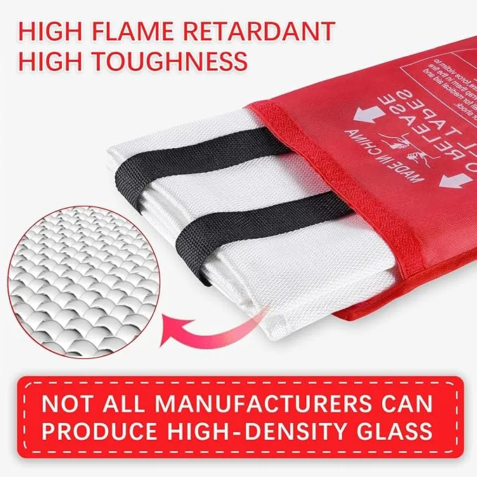 Fire Blanket Emergency Portable Fire Blanket for Home Kitchen Flame Retardant Protection Fire Blanket -39'' × 39'' Designed for Kitchen, Fireplace, Barbecue, car, Camping