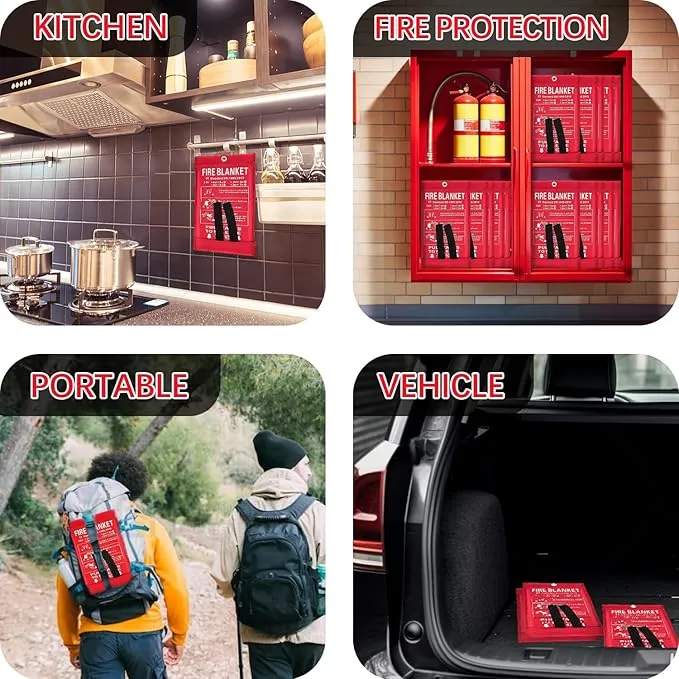 Fire Blanket Emergency Portable Fire Blanket for Home Kitchen Flame Retardant Protection Fire Blanket -39'' × 39'' Designed for Kitchen, Fireplace, Barbecue, car, Camping