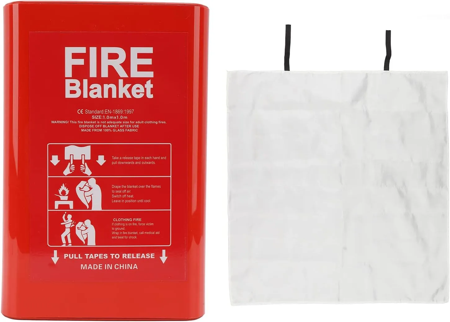 Fire Blanket, Flame Retardant Glass Fibre Heat Insulation Blanket, Emergency Case Home Outdoor Portable with Handle