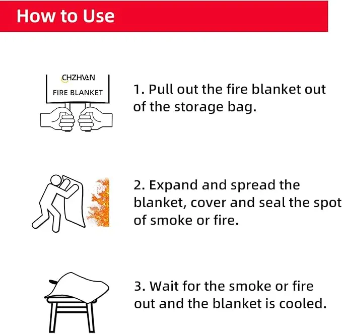 Fire Blanket for Home and Kitchen, Premium Fiberglass [No Harm to Skin], 39.3" X 39.3" Emergency Fire Suppression Blanket with 2 Hooks for Car, Garage, Office & Camping, 2 Pack
