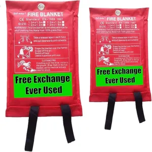 Fire Blanket for Home, Fiberglass Fire Suppression Blanket for Kitchen, Flame Retardant Protection and Heat Insulation Emergency Fireproof Safety Blankets for People (2, S 39.3''x39.3'')