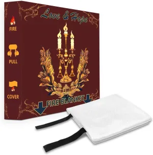 Fire Blanket with Decoration Cover, 47x47 inches Fiberglass Fire Emergency Blanket, Flame Suppression Retardant Fireproof Survival Blanket, Candle