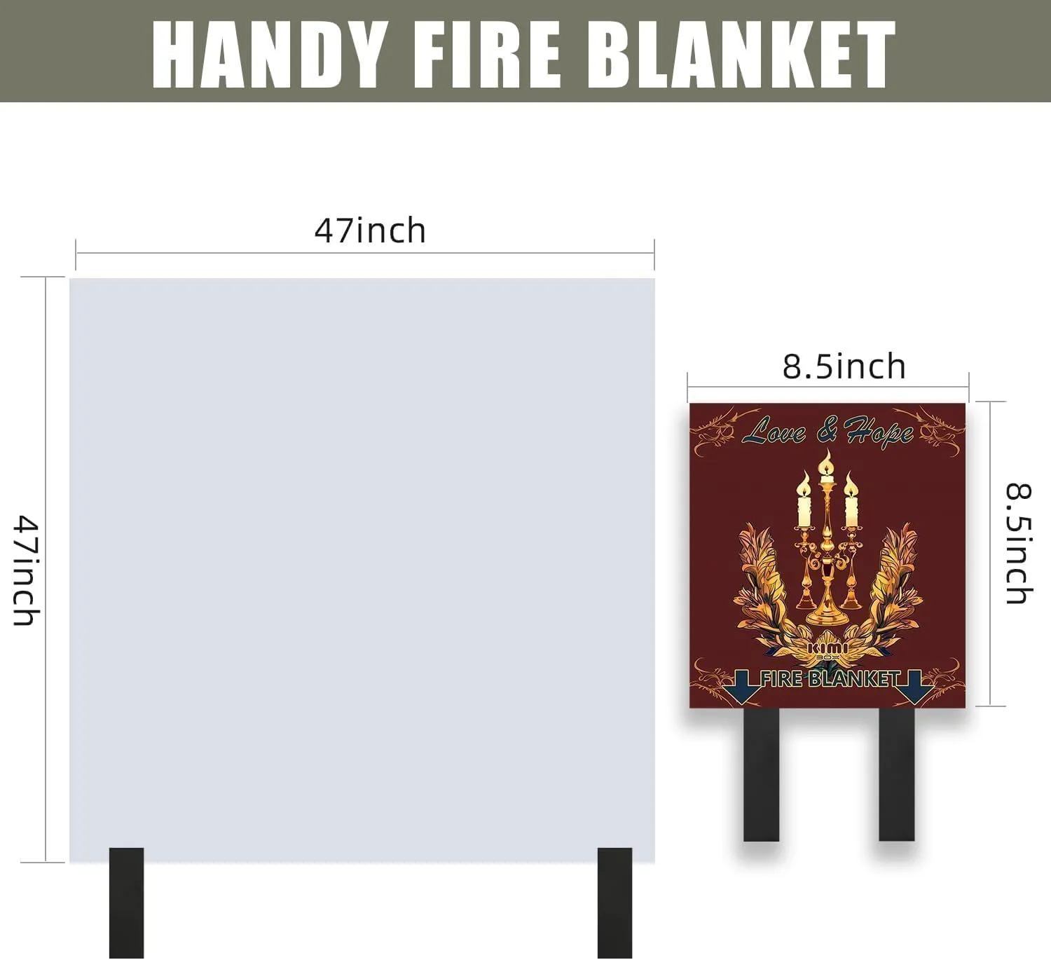 Fire Blanket with Decoration Cover, 47x47 inches Fiberglass Fire Emergency Blanket, Flame Suppression Retardant Fireproof Survival Blanket, Candle