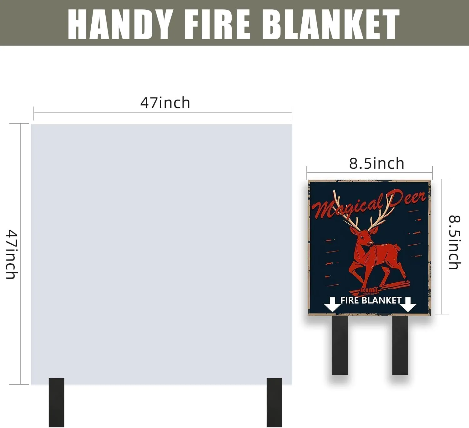 Fire Blanket with Decoration Cover, 47x47 inches Fiberglass Fire Emergency Blanket, Flame Suppression Retardant Fireproof Survival Blanket, Deer