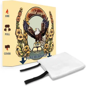 Fire Blanket with Decoration Cover, 47x47 inches Fiberglass Fire Emergency Blanket, Flame Suppression Retardant Fireproof Survival Blanket, Eagle