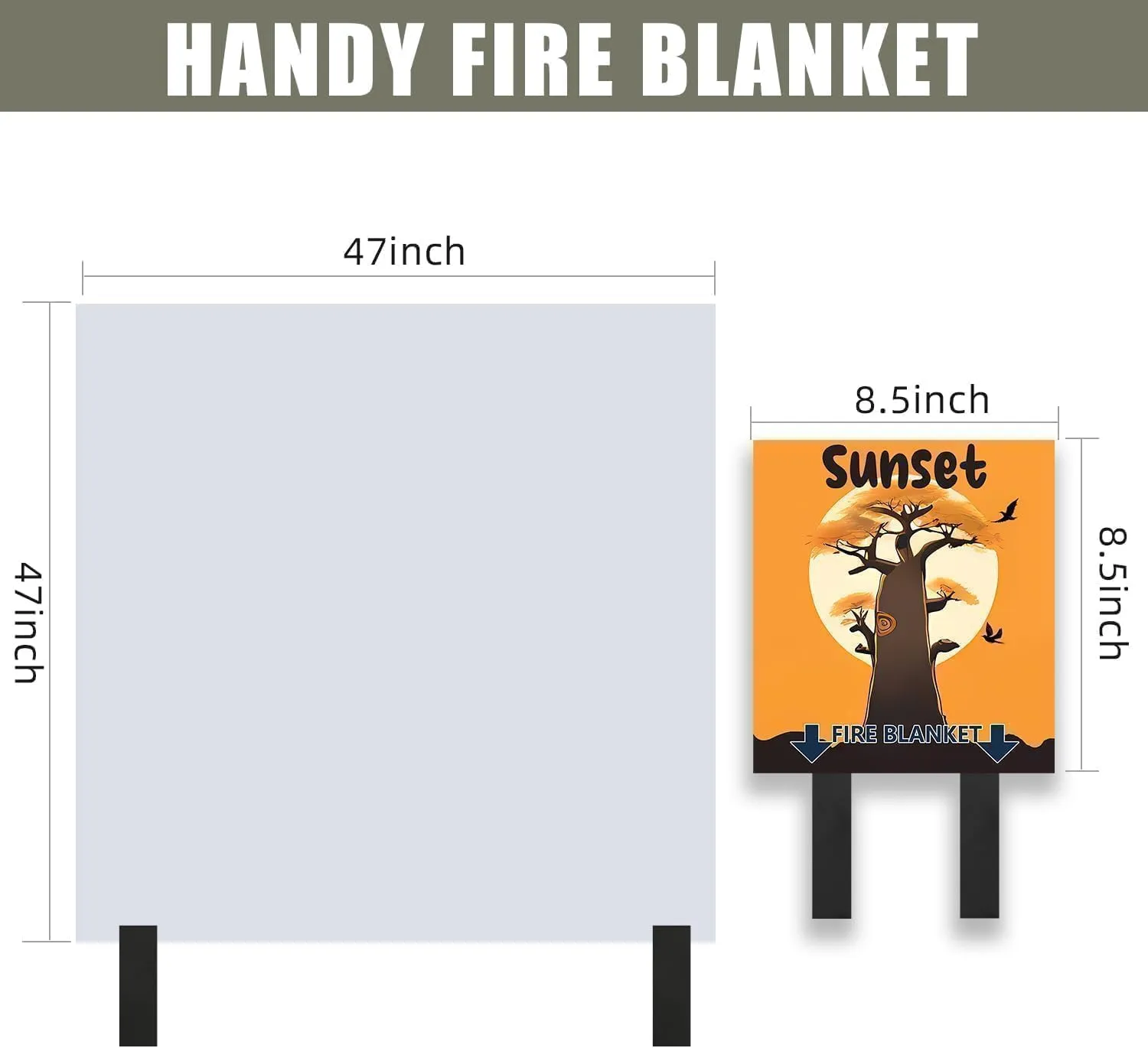 Fire Blanket with Decoration Cover, 47x47 inches Fiberglass Fire Emergency Blanket, Flame Suppression Retardant Fireproof Survival Blanket, Tree