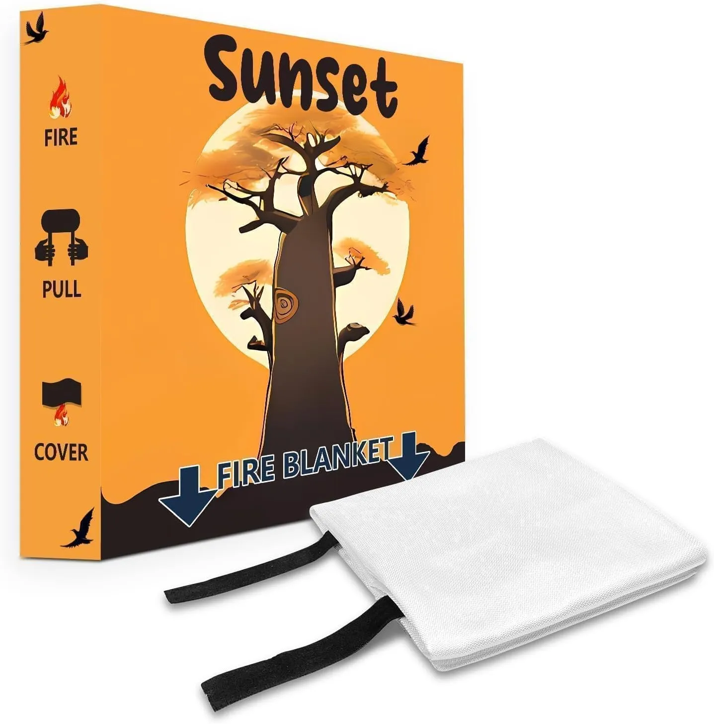 Fire Blanket with Decoration Cover, 47x47 inches Fiberglass Fire Emergency Blanket, Flame Suppression Retardant Fireproof Survival Blanket, Tree