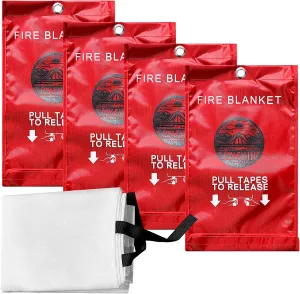 fire Blankets Emergency for Home 40" x 40" - 4 Pack, Kitchen Fire Blanket, Fire Blanket for Home, Fiberglass Fire Blanket(4)