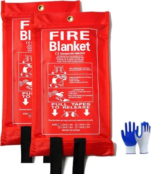 Fire Blankets Emergency for Home-Fire Blanket for Home and Kitchen,Fiberglass Fire Blankets for Fireplace Camping Car BBQ. Essential Fire Blankets Emergency Gear for Home Safety (2 Pack)