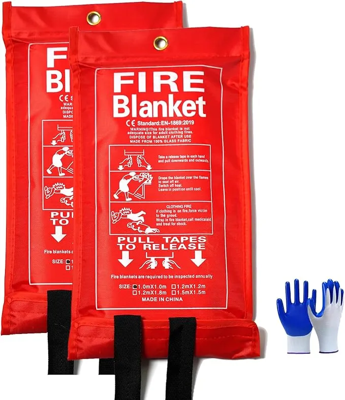 Fire Blankets Emergency for Home-Fire Blanket for Home and Kitchen,Fiberglass Fire Blankets for Fireplace Camping Car BBQ. Essential Fire Blankets Emergency Gear for Home Safety (2 Pack)