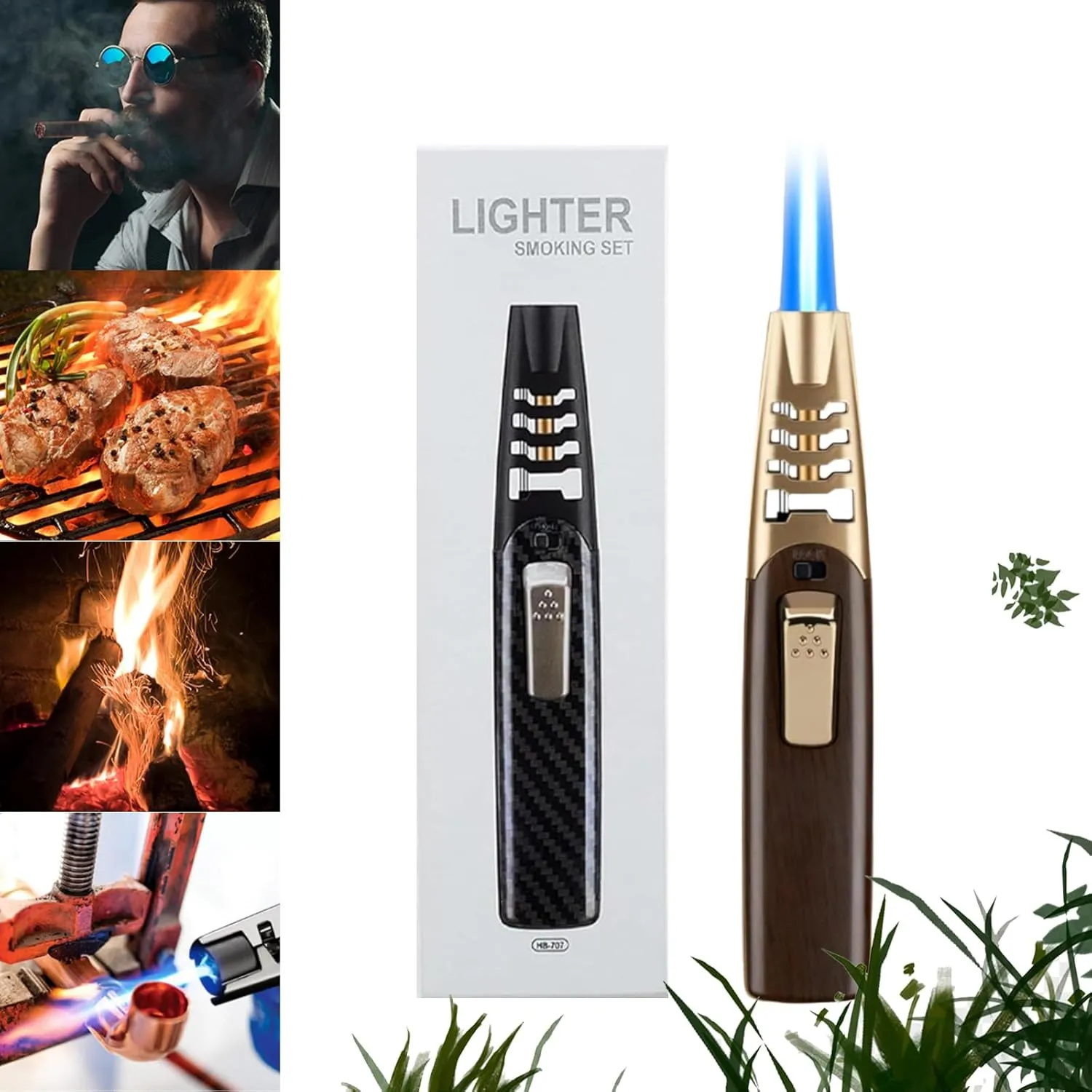 Fire Blaze Lighter, Fireblaze Electric Lighter, Powerful Adjustable Flame Dual-Arc Torch Lighter, Waterproof and Windproof (B)