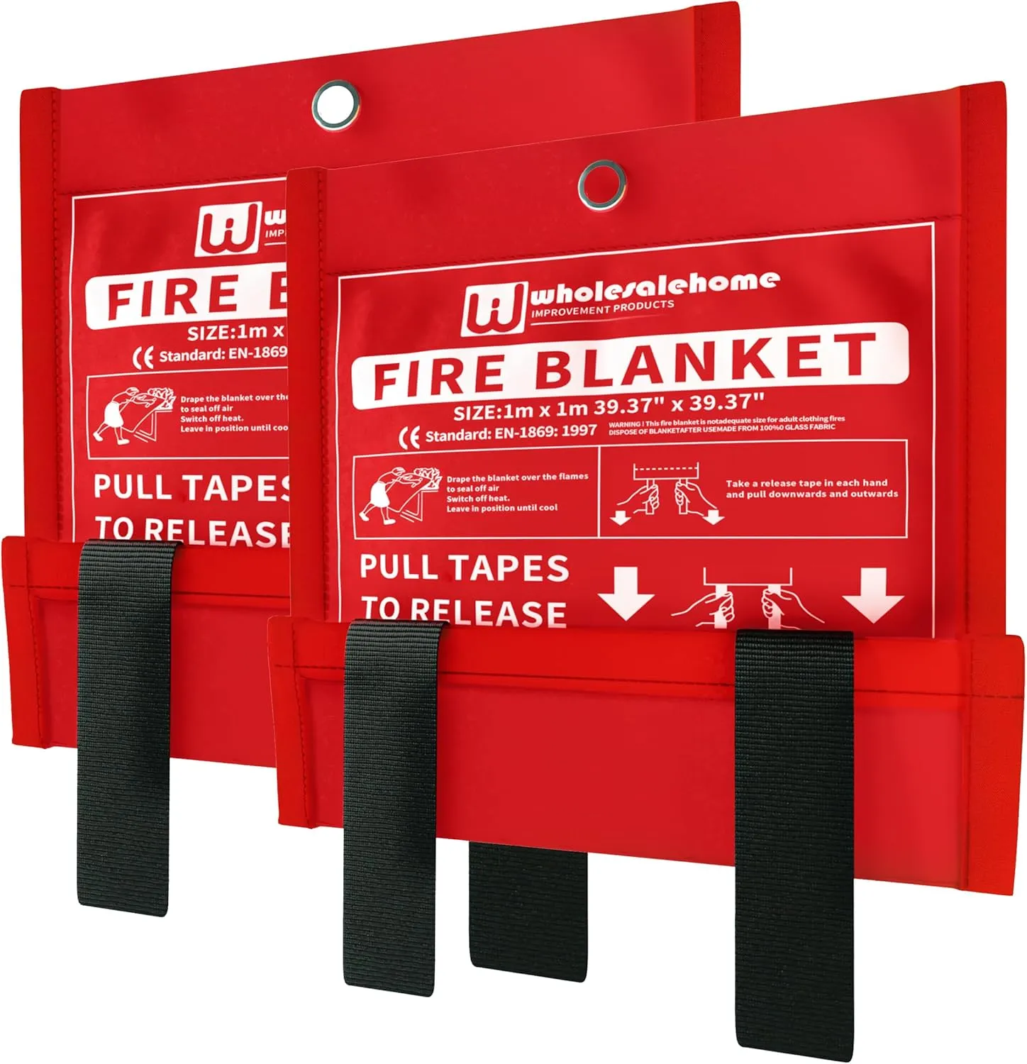 Fire Extinguisher Blanket - Heavy Duty Portable Fiberglass Emergency Blanket - Puts Out Grill & Grease Flames - Safe & Reusable Survival Fire Safety for Home, Kitchen, Car, Camping 1x1m