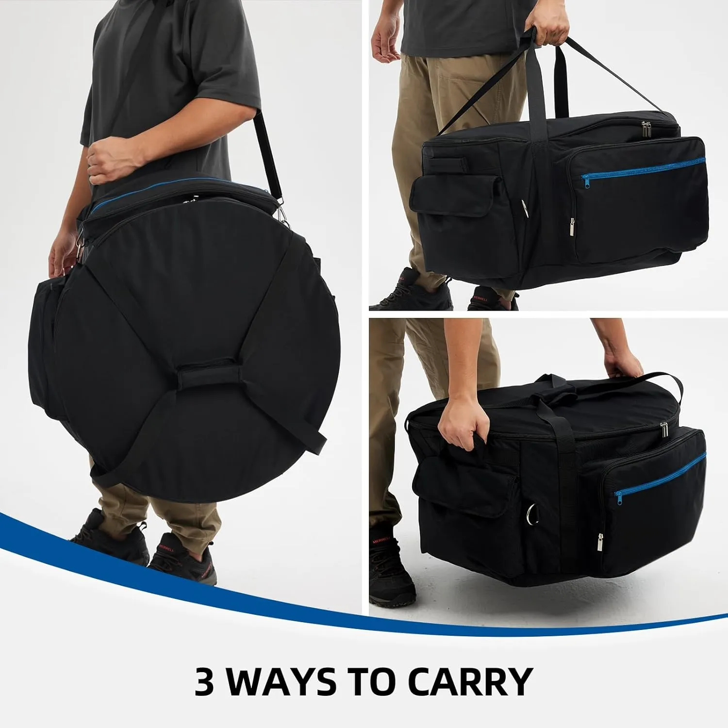 Fire Pit Carry Bag for Ciays Propane Gas Firepit 24 Inch, Portable Carrying Case for Outland Fire Bowl Model 883 with Separate Rocks Pouch and Large Pockets for Camping Accessories, Bag Only