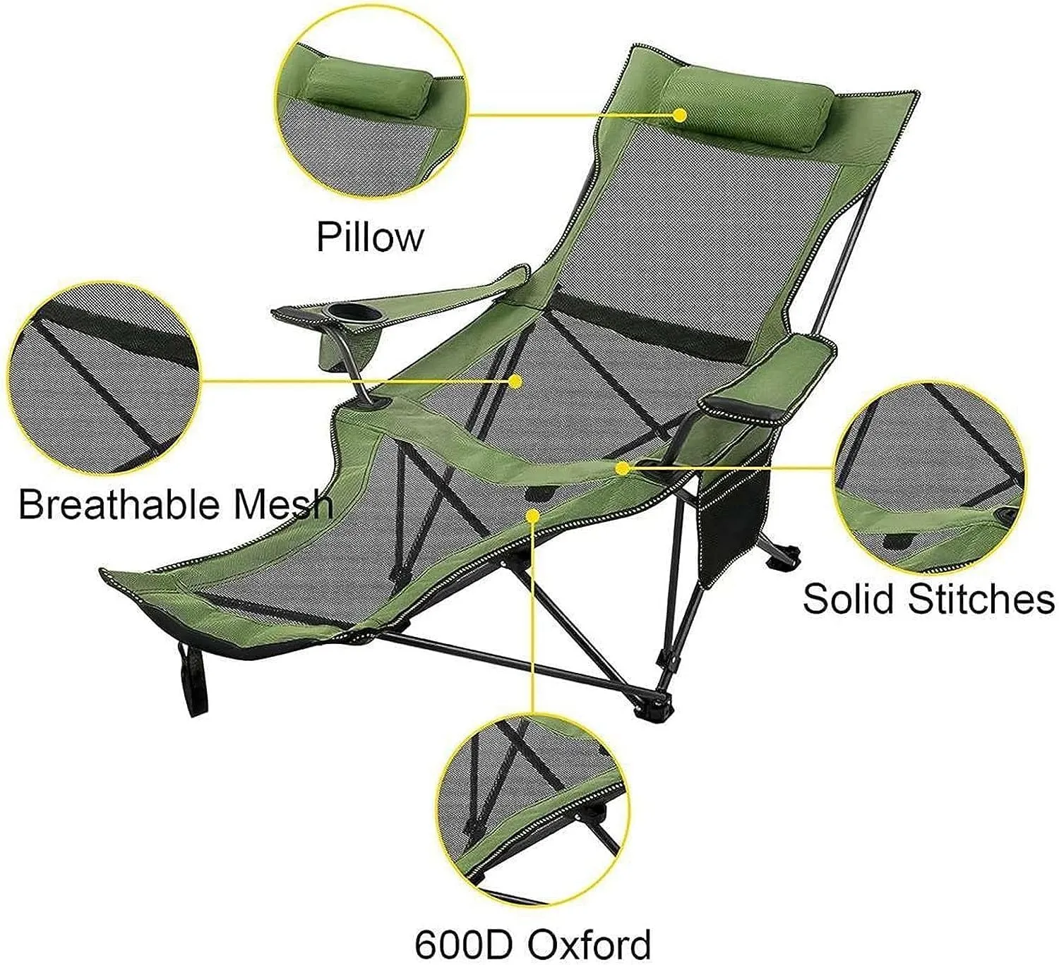 Fishing Chairs, Camping Chair Sun Loungers Outdoor Beach Fishing Chair Camping Chair Lounge Patio Padded Folding Lawn Recliner with Cup Holder(A)