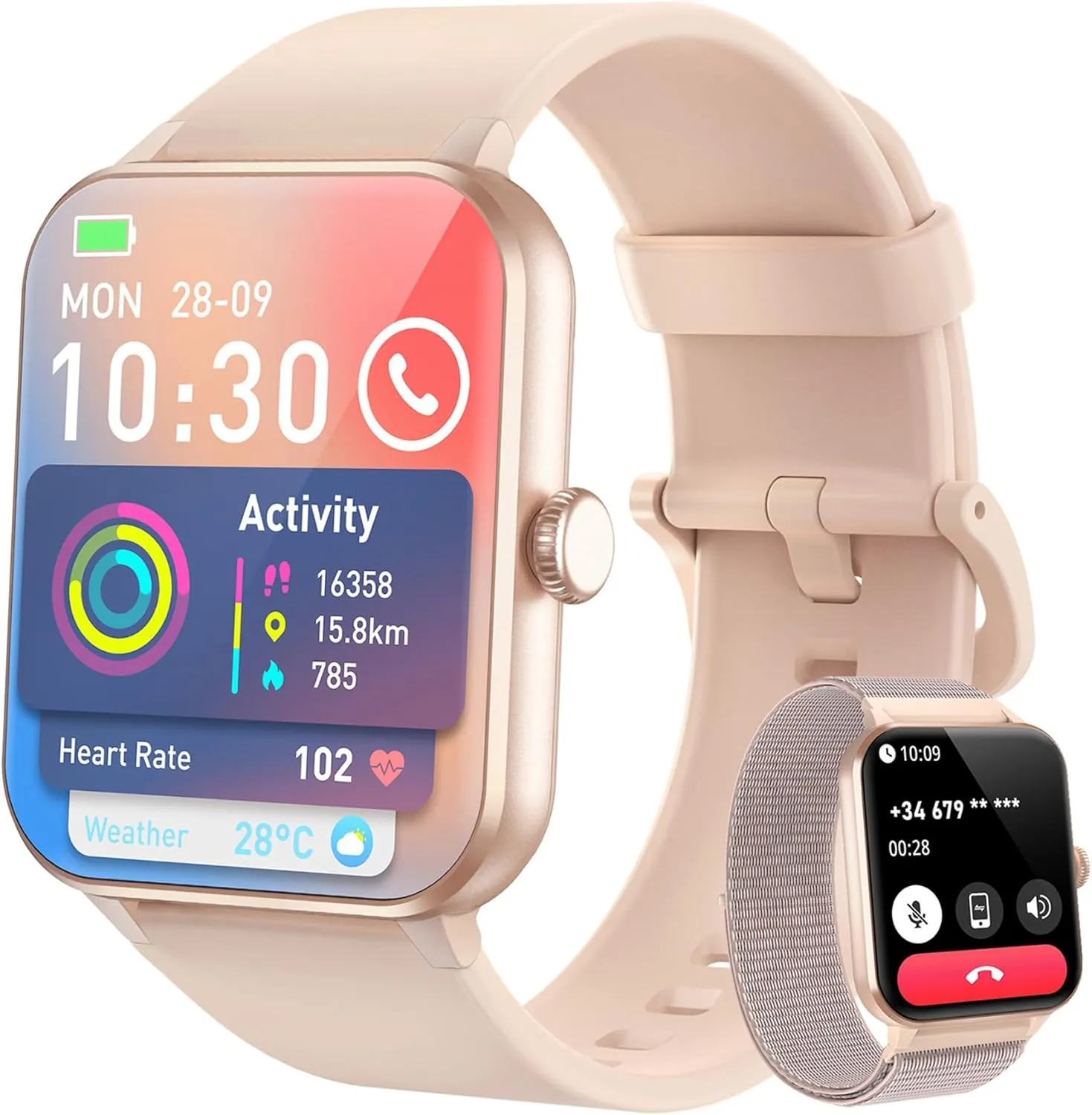 Fitness Tracker 2024 (Answer/Make Call),Smart Watch with 24/7 Heart Rate Blood Oxygen Monitor,Sleep Tracker,100  Sports Modes,Pedometer,IP68 Waterproof Activity Trackers for Android&iPhone Women Men