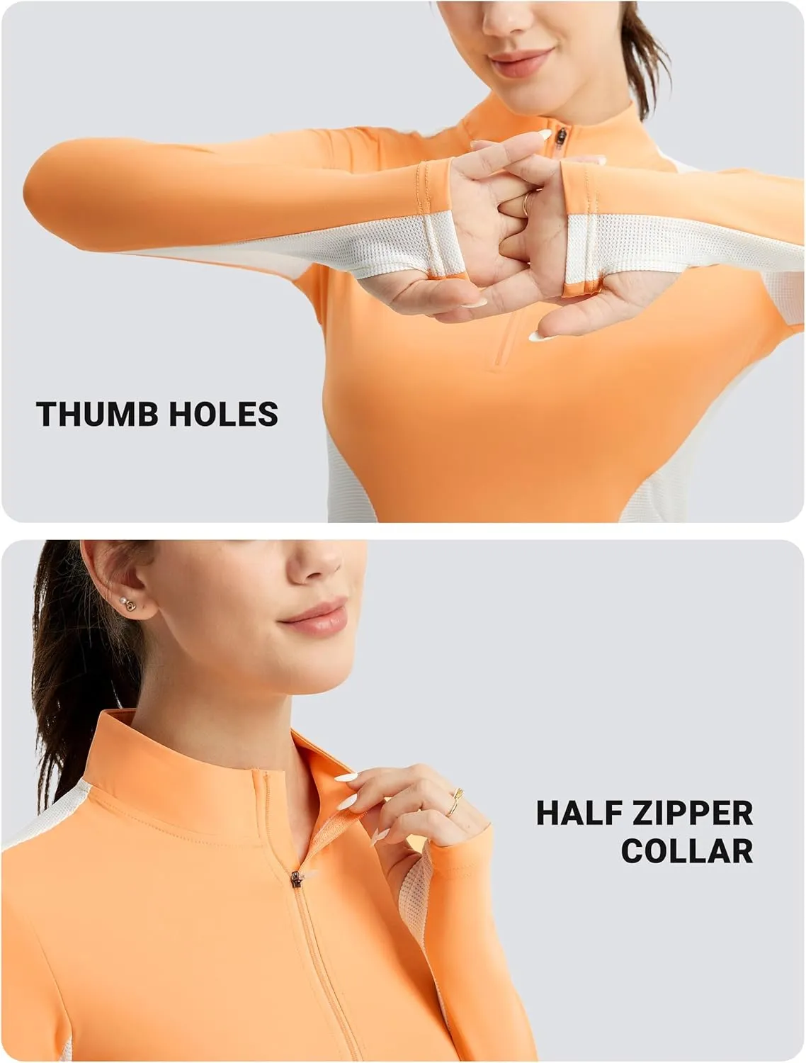 FitsT4 Sports Womens Equestrian Shirts Thumbholes Long Sleeve Horse Riding Shirts Quick Dry UPF50  Riding Top Half Zip