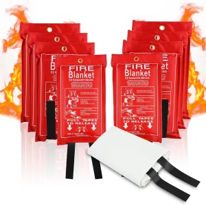 FJNATINH Silicone Fire Blanket 8Pack, Emergency Fire Safety for Home and Kitchen - 40" x 40" Thicked Flame Retardant Fireproof Blanket for Rapid Fire Suppression