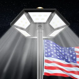 Flag Pole Light Solar Powered Top Mount, 2000Lumen IP67 Waterproof Solar Light for Flagpole, Light Up Flag Outdoor Dusk to Dawn for 18  Hours with Twice Coverage Than Downward Lighting