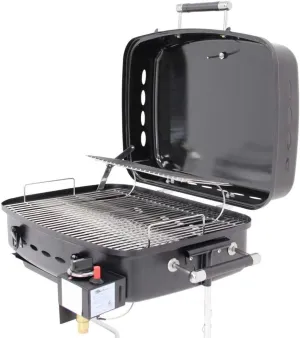 Flame King - YSNHT500 RV Or Trailer Mounted BBQ - Motorhome Gas Grill - 214 Sq Inch Cooking Surface - Adjustable Flame Controller, Black