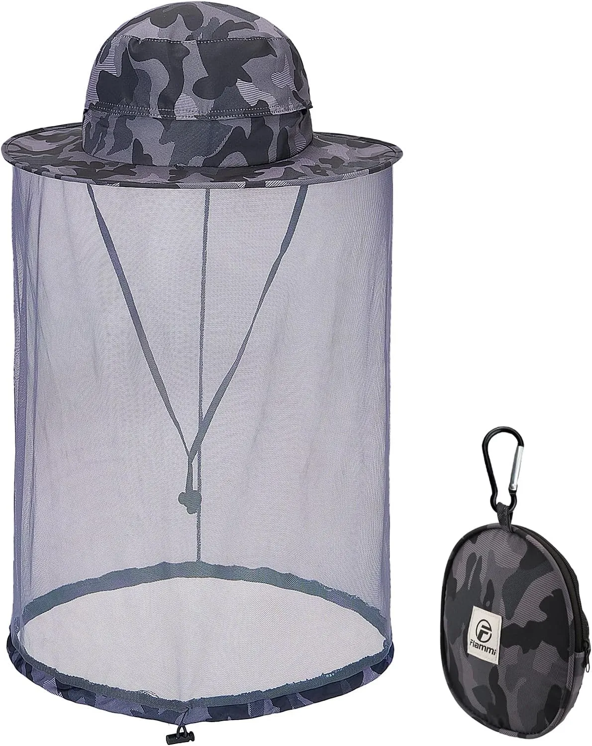 Flammi Mosquito Net Hat Safari Hat UPF 50  Sun Protection Boonie Hats for Men with Neck Flap Fishing Hiking Hat for Men/Women