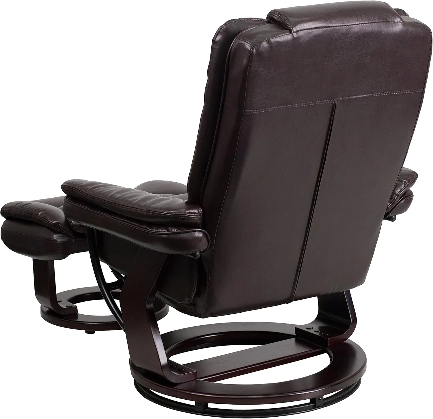 Flash Furniture Bali Contemporary Multi-Position LeatherSoft Recliner Chair with Ottoman, 360-Degree Swivel Recliner Chair/Ottoman Set, Brown