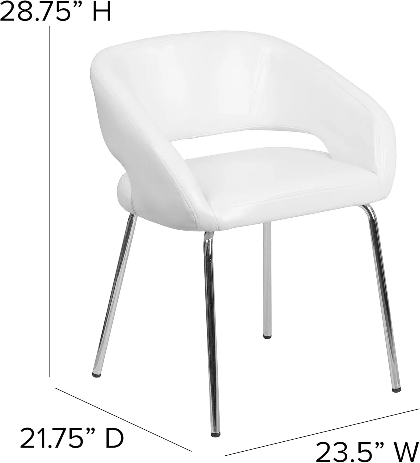 Flash Furniture Fusion Series LeatherSoft Upholstered Side Reception Chair, Retro Padded Lounge Chair for Living Room or Office, White