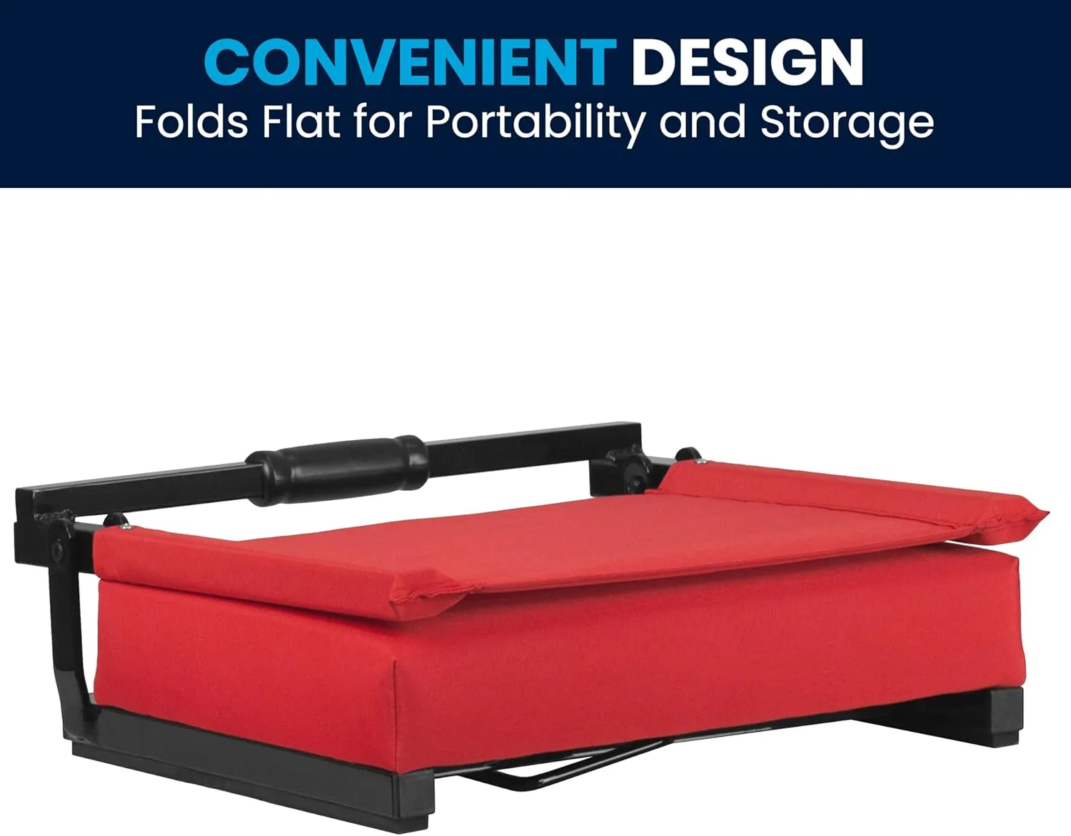 Flash Furniture Grandstand Portable Stadium Seat for Bleachers or Benches, Folding Padded Stadium Chair with Carrying Handle, 500 lb. Weight Capacity, Red
