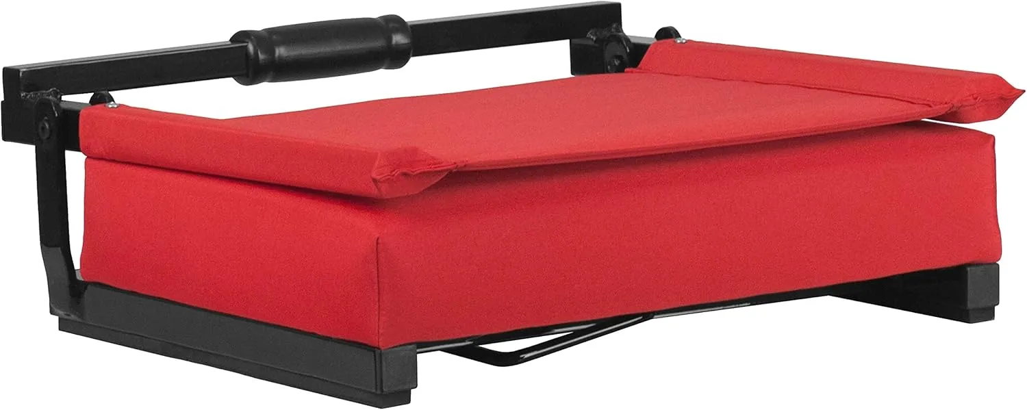 Flash Furniture Grandstand Portable Stadium Seat for Bleachers or Benches, Folding Padded Stadium Chair with Carrying Handle, 500 lb. Weight Capacity, Red