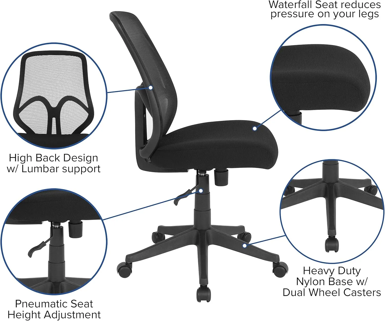 Flash Furniture Salerno Series High Back Black Mesh Office Chair