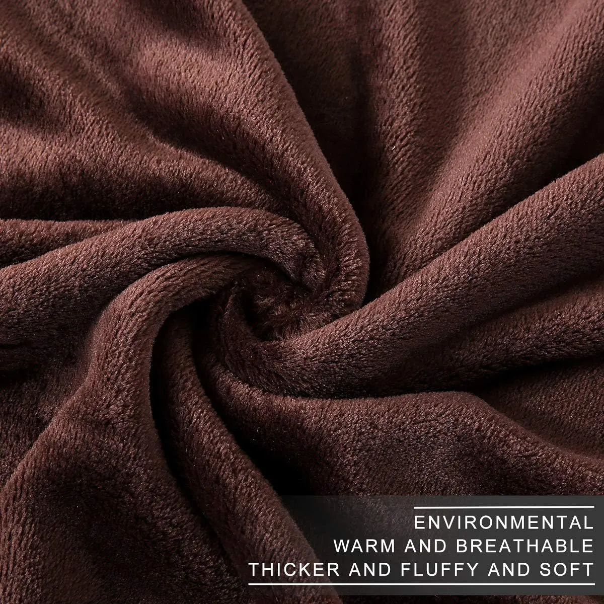 Fleece Blanket Queen Size 350GSM Lightweight Throw for The Bed Extra Soft Brush Fabric Super Warm Sofa Blanket 90" x 90"(Brown Queen)