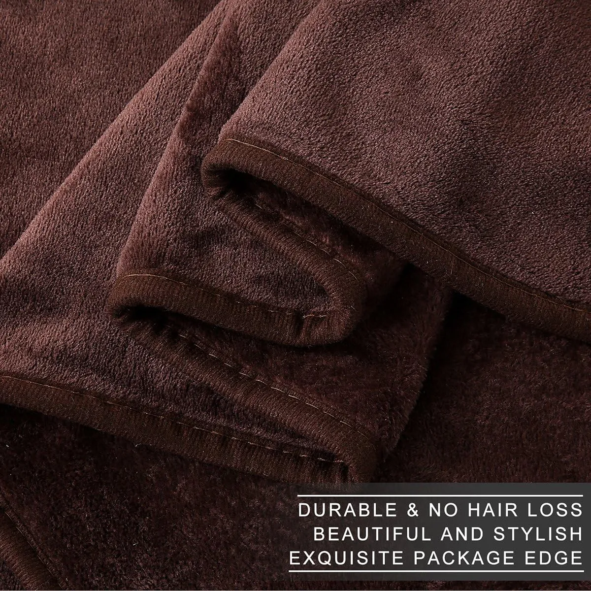 Fleece Blanket Queen Size 350GSM Lightweight Throw for The Bed Extra Soft Brush Fabric Super Warm Sofa Blanket 90" x 90"(Brown Queen)