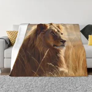 Fleece Blanket Super Soft Cozy Throw Blankets for Couch & Bed Lightweight Breathable Throw Blanket Prairie Lion Flannel Blanket Warm Plush Bed Blankets for Travel Camping 80"x60"