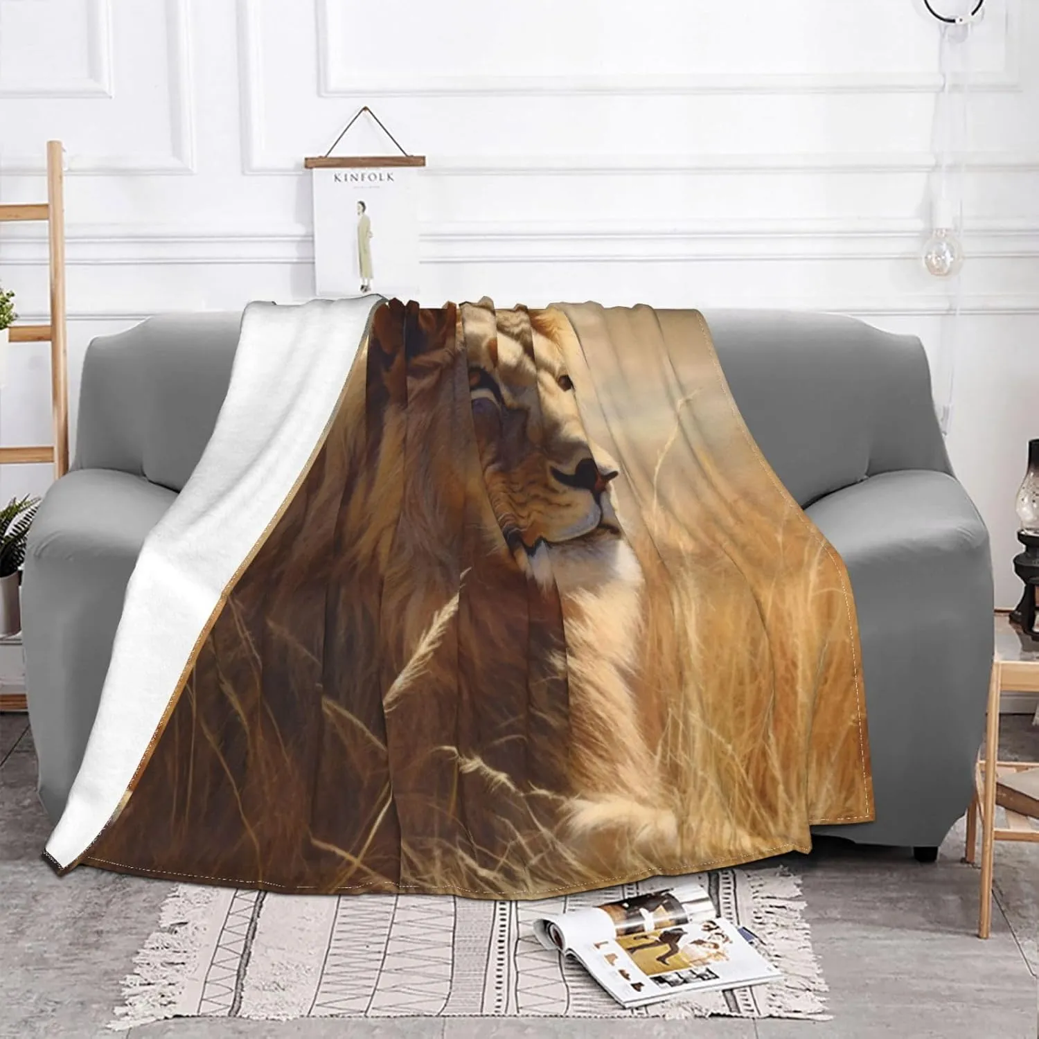 Fleece Blanket Super Soft Cozy Throw Blankets for Couch & Bed Lightweight Breathable Throw Blanket Prairie Lion Flannel Blanket Warm Plush Bed Blankets for Travel Camping 80"x60"