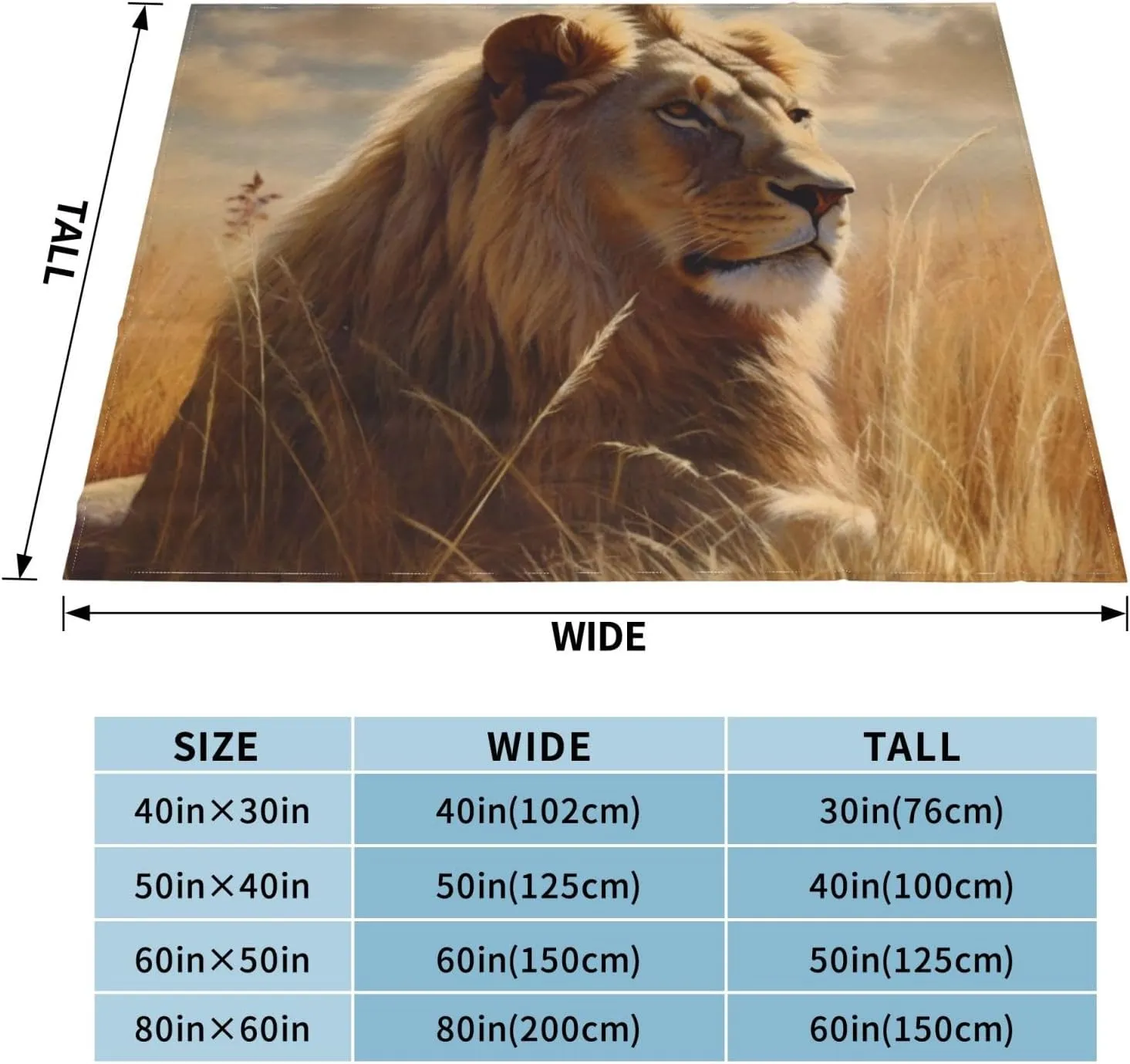 Fleece Blanket Super Soft Cozy Throw Blankets for Couch & Bed Lightweight Breathable Throw Blanket Prairie Lion Flannel Blanket Warm Plush Bed Blankets for Travel Camping 80"x60"