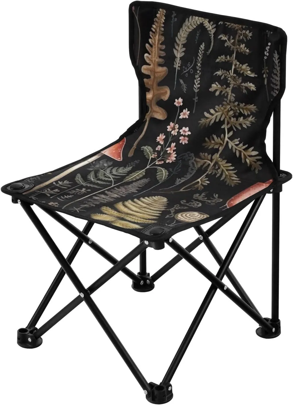 Flowering Mushroom Portable Outdoor Folding Chair Anti-Slip Padded Oxford Cloth Stool Camping Chair Small for Beach Hiking Fishing Gardening Quad Camp Chair