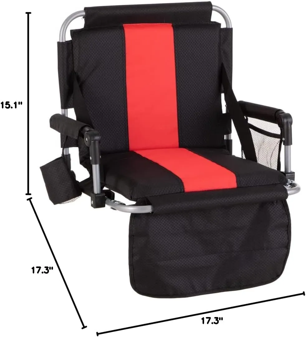 Foldable Stadium Seat Portable Folding Stadium Chairs Padded Bleacher Seat Cushion Bleacher Chair with Armrest and Cup Holder