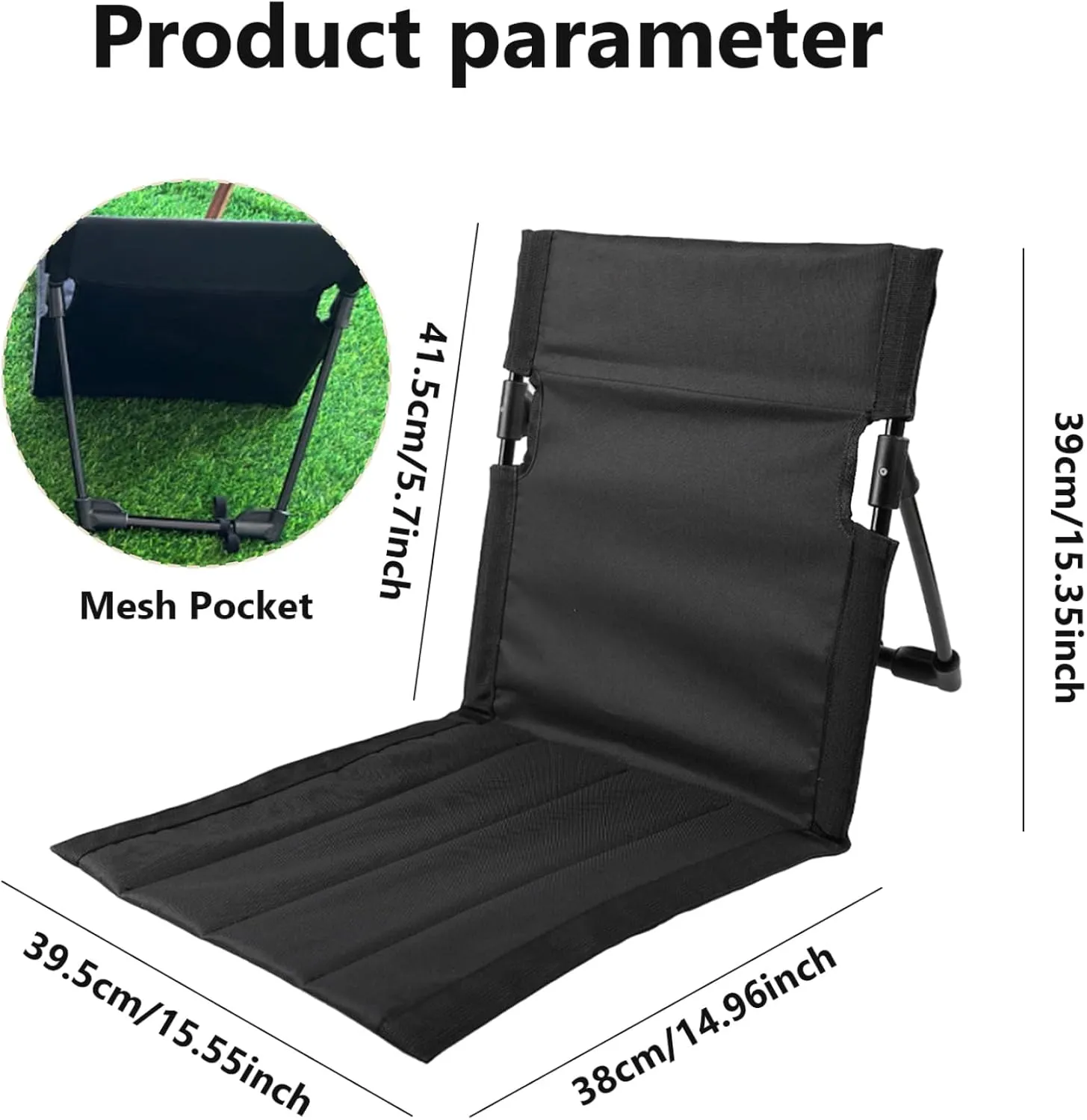 Folding Beach Chair Breathable Stable Portable Beach Chair with Sponge Filling & Mesh Pocket Lightweight Soft Sturdy Folding Floor Chair for Fishing, Barbecues, Hiking