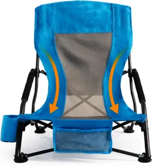 Folding Camping Chair - Lightweight Portable Beach Chair with Cup Holder, Heavy Duty 300lbs Capacity Lawn Chair for Outdoor Camping, Travel, Concert (Light Blue)