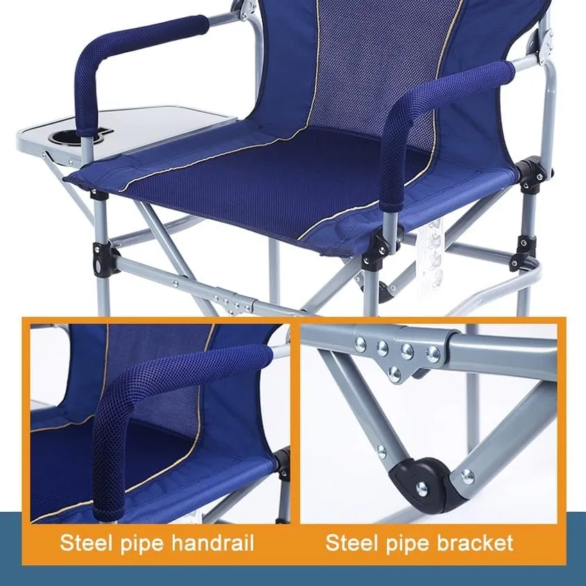 Folding Camping Chair, Picnic Chairs, Portable Lawn Chairs with Side Table Breathable Mesh Back Compact Style for Outdoor Sports