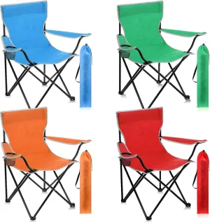 Folding Camping Chairs with Cupholder and Carry Bag Portable Lightweight Lawn Chairs with Mesh Side Pocket for Fishing Hiking Picnic Party Beach Outdoor Sports Activity (Classical,4 Pcs)