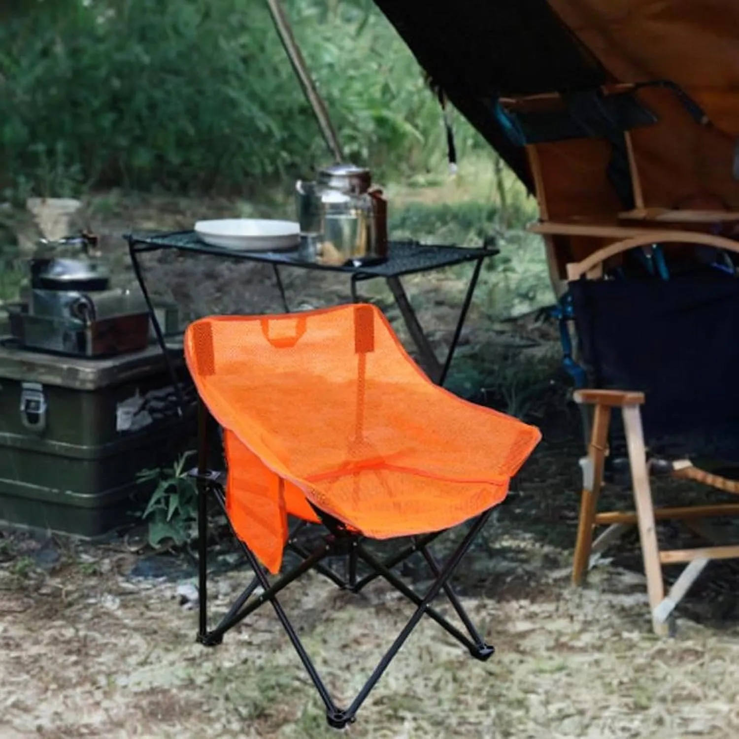 Folding Chair Camping Chair Portable Breathable Stable Practical for Adults with Carrying Bag for Backpacking Picnics Travel, Orange