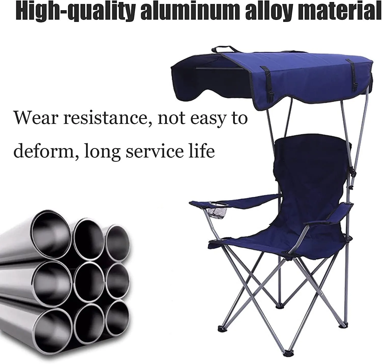 Folding Chairs Camping Chair with Shade Canopy Chair, Folding Recliner, Adjustable Outdoor Beach Lightweight Sunshade Folding Chairs Portable Camping Chair(Blue)
