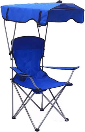 Folding Chairs Camping Chair with Shade Canopy Chair, Folding Recliner, Adjustable Outdoor Beach Lightweight Sunshade Folding Chairs Portable Camping Chair(Blue)