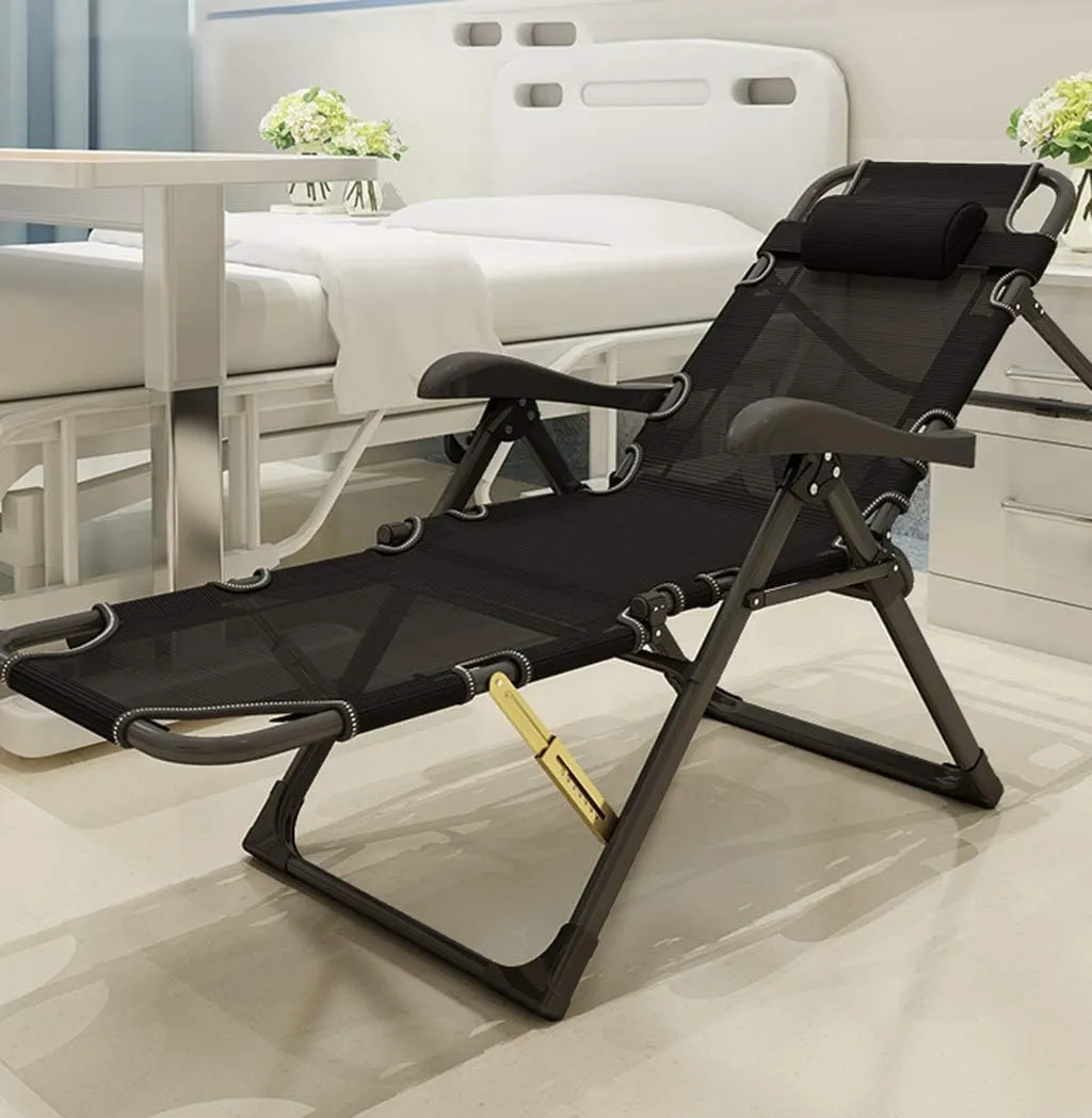 Folding Lawn Lounge Chairs Camping Cot Reclining Seat Full Padded Fishing Bed Heavy Duty Garden Chair Sun Lounger Recliner Chairs with Cushion Supports 250kg