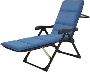 Folding Lawn Lounge Chairs Camping Cot Reclining Seat Full Padded Fishing Bed Heavy Duty Garden Chair Sun Lounger Recliner Chairs with Cushion Supports 250kg