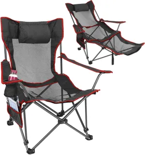 Folding Mesh Beach Chair 155° Lay Down, 330LBS Load Mesh Camping Chair Anti-sweat and Fast Heat Dissipation, Portable Lay Chair with Side Pocket and Drink Holder & Carry Bag