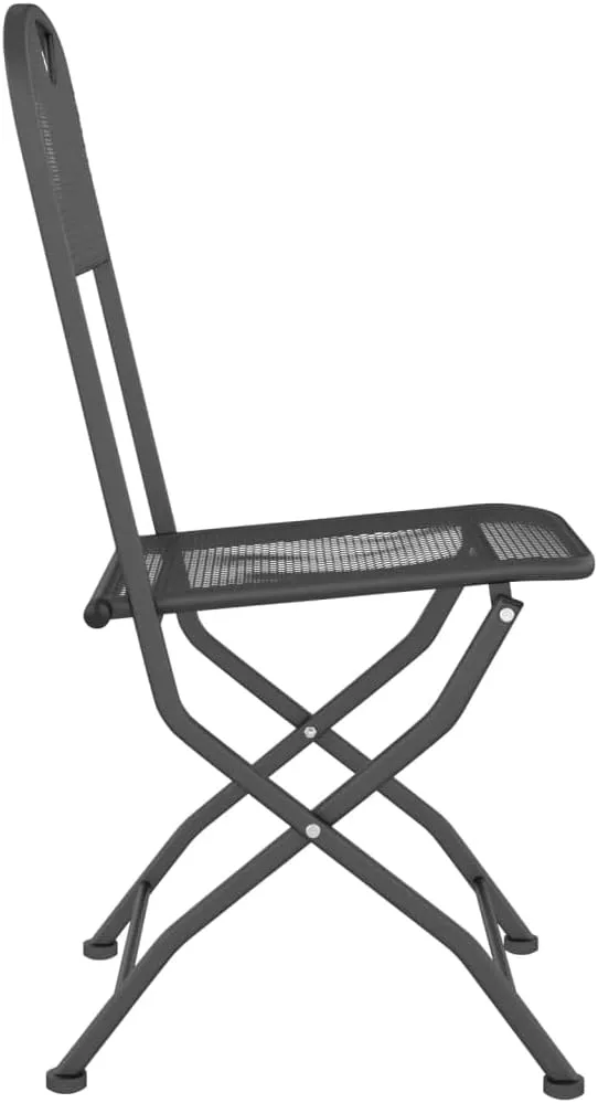 Folding Patio Chairs 2 Pack, Anthracite Metal Mesh Outdoor Lounge Chairs for Camping, Beach, Backyard, Foldable Durable Furniture with E-Coating Finish (21.3"x15.7"x33.9")