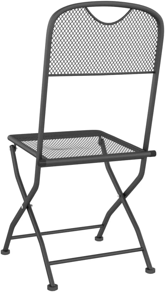 Folding Patio Chairs 2 Pack, Anthracite Metal Mesh Outdoor Lounge Chairs for Camping, Beach, Backyard, Foldable Durable Furniture with E-Coating Finish (21.3"x15.7"x33.9")